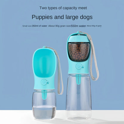 Dog Cat Portable Feeding and Watering Supplies Portable Food Grade Material Dog Travel Pet Water Cup Bottle With Food Dispenser - Urbizia