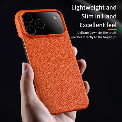 for Magsafe Case for iPhone 17 15 16 18 Pro Max Air Lychee Natural Cowhide Leather Magnetic Protector Luxury Phone Back Cover