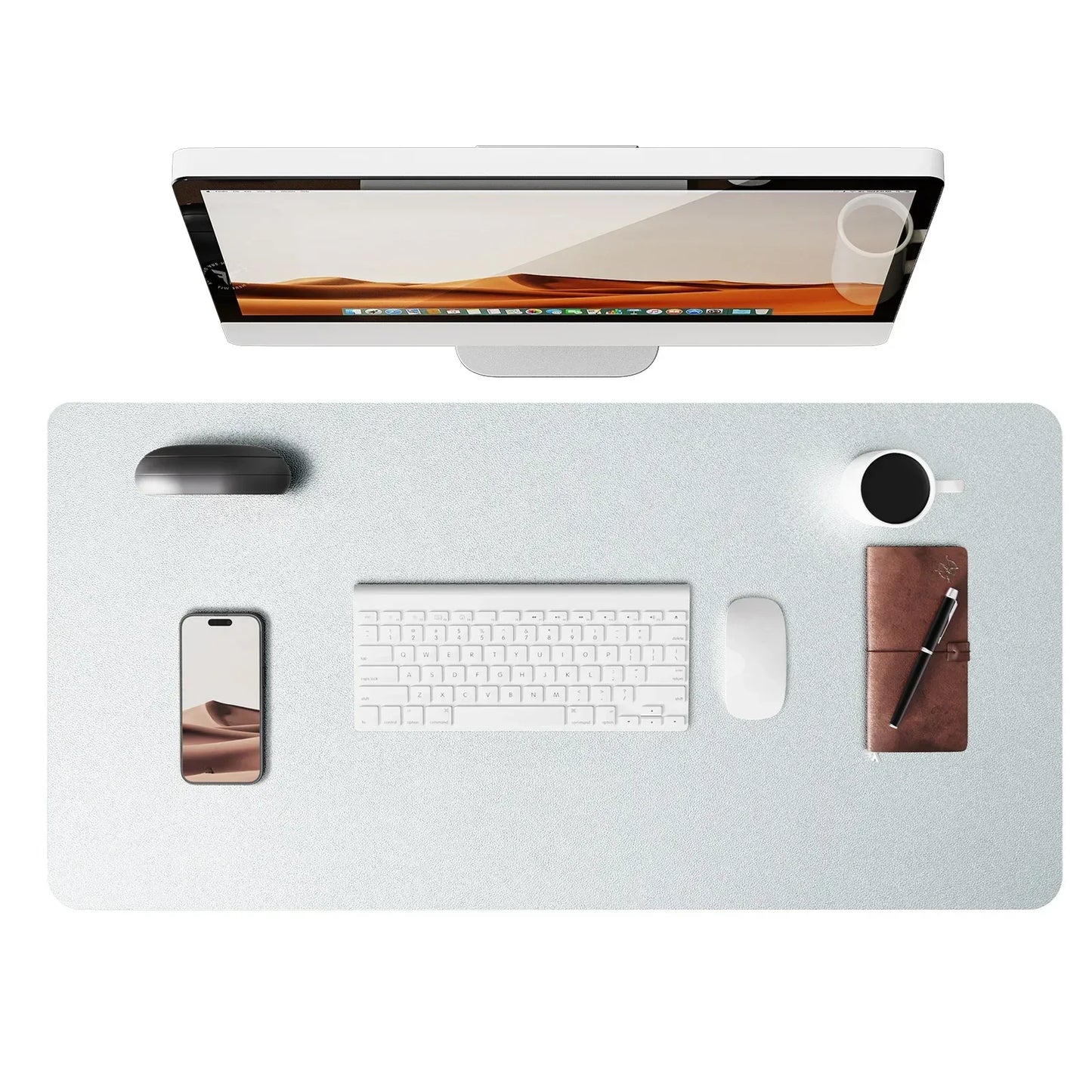 Large Mouse Pad,Office Desk Mat, Leather Desk Pad Protector, Non-Slip PU Leather Desk Blotter, Laptop Desk Pad - Urbizia