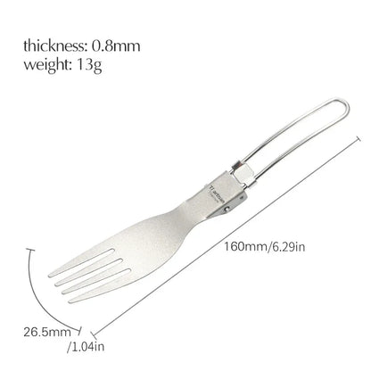 Tiartisan Titanium Foldable Cutlery Portable Outdoor Camping Tableware Hiking Folding Fork Spoon Knife