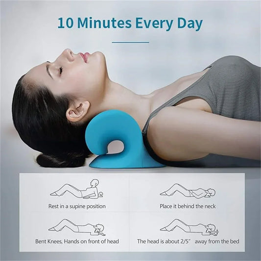 C-Shaped Pillow Neck and Shoulder Relaxer, Cervical Traction Device for TMJ Pain Relief and Cervical Spine Alignment, Chiropract - Urbizia