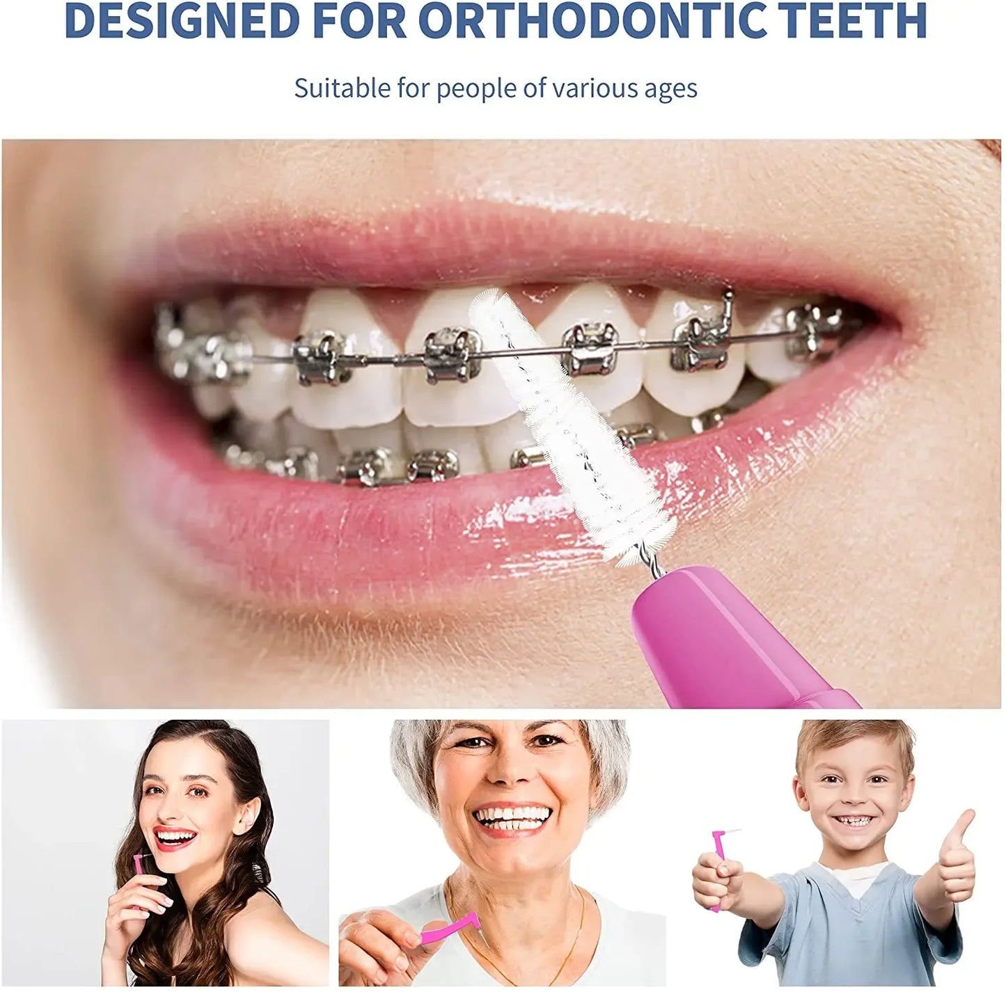 Kingubznis 20pcs Interdental Brush For Dental Orthodontics Clean Between Teeth Cleaning Tools Soft Mini Brush With Dust Cover - Urbizia