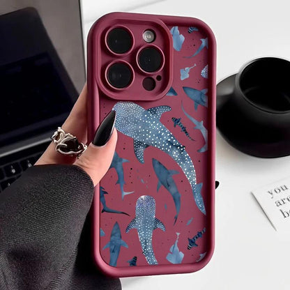 Whale Printed Soft TPU Case for iPhone Series