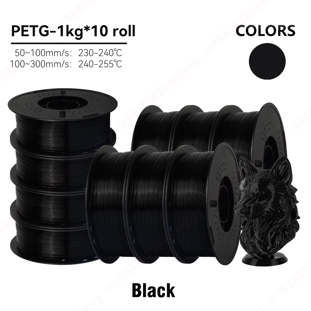 KINGROON 5/10KG PETG 3D Printer Filament 1.75mm +/- 0.03mm 3D Printing Filament Neatly Wound Filament Vacuum Packing Fast Shippi