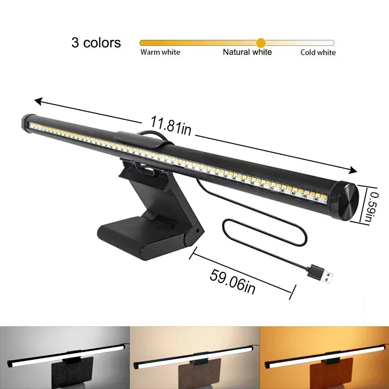 Computer Monitor Screen Light Bar LED Desk Lamp Monitor Light Bar Eye-Care Stepless Table Lamp Dimming Lighting for Work Gaming - Urbizia