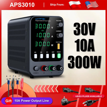 Wanptek DC Lab Power Supply 30V 10A  60V 5A  Adjustable Voltage Regulator Preset Voltage Current Dual Input Voltage 220V/110V