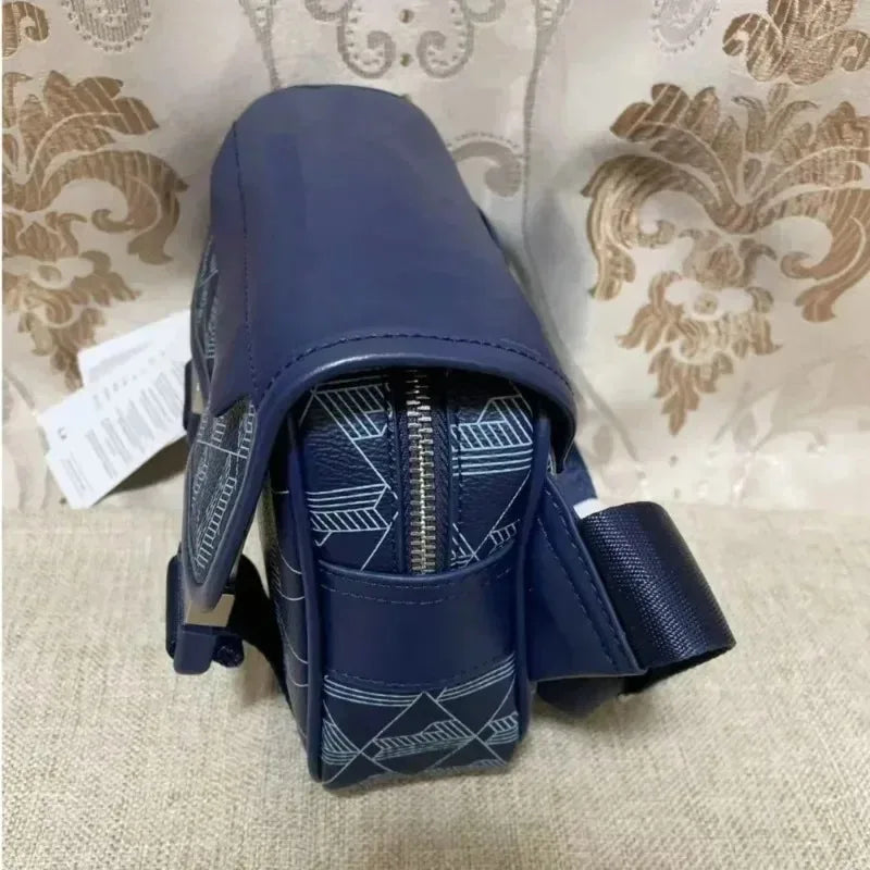 2026 New Men's Vintage Printed Crossbody Bag, Business Commuter Pu Leather Waterproof Shoulder Bag Storage Bag
