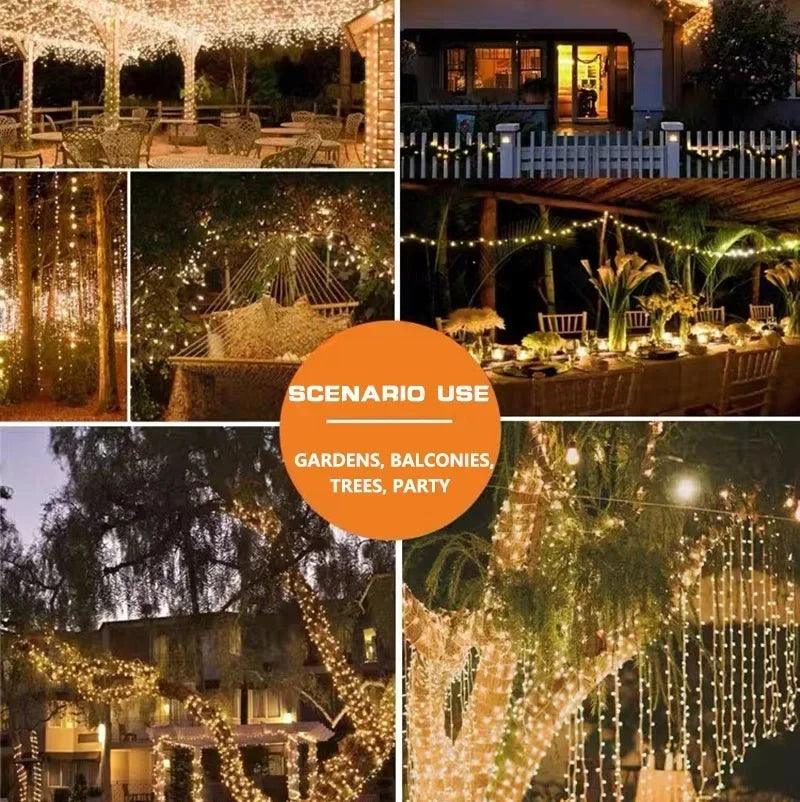 Solar Fairy Light String Outdoor Waterproof LED String Light Garden Tree Decoration Wireless Light String Warm Light  Atmosphere