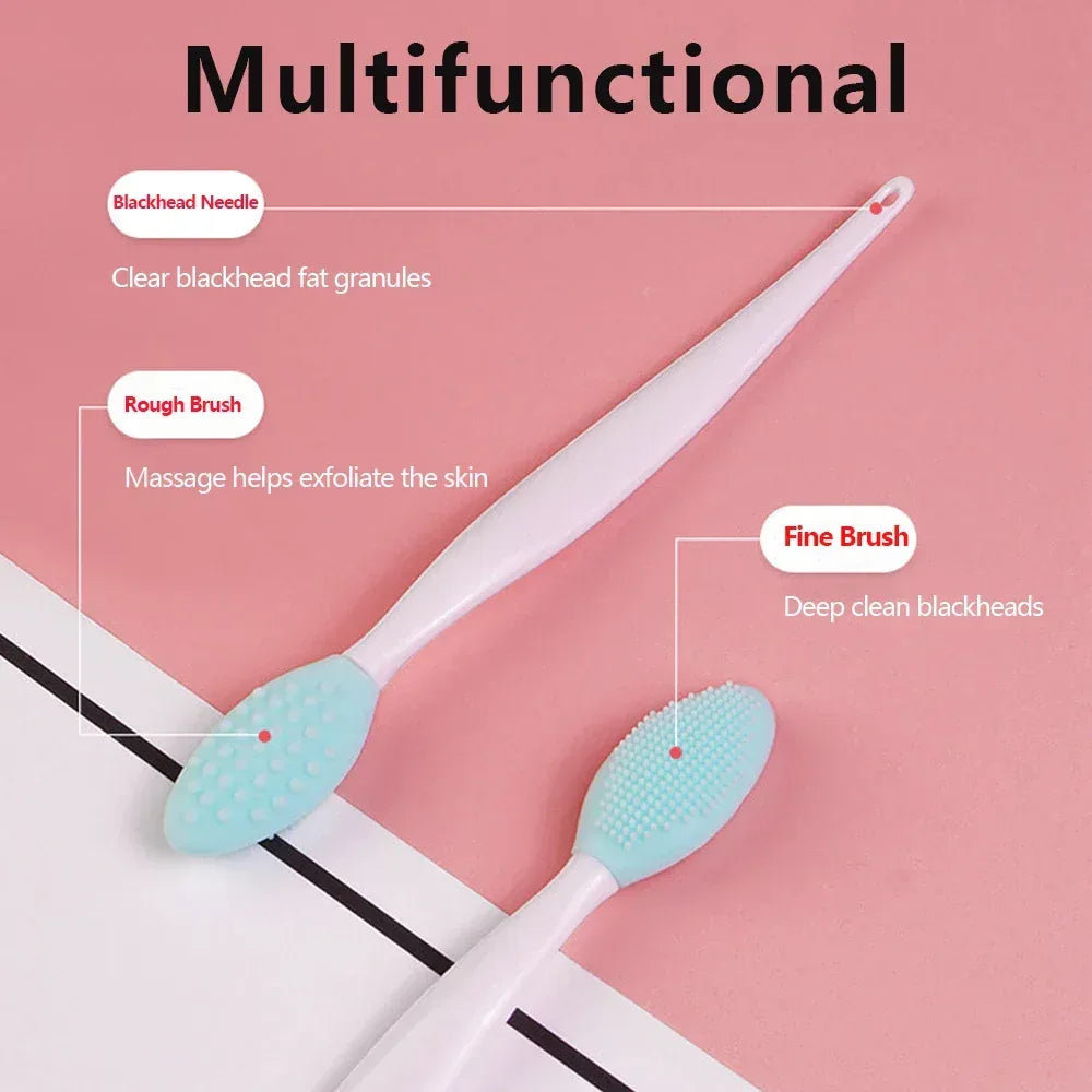 1PC/4PCS Beauty Skin Care Wash Face Silicone Brush Exfoliating Nose Clean Blackhead Removal Brushes Tools With Replacement Head - Urbizia