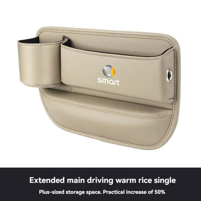 Leather Car Seat Gap Organizer Filler Side Storage Pocket With Cup Holder with logo For smart fortwo forfour 453 451 450 Car