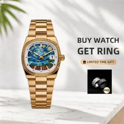 CILOA Retro Square Gold Men Watch Premium Light Luxury Stylish Waterproof Quartz Wristwatch Ideal Luxury Gift For Him