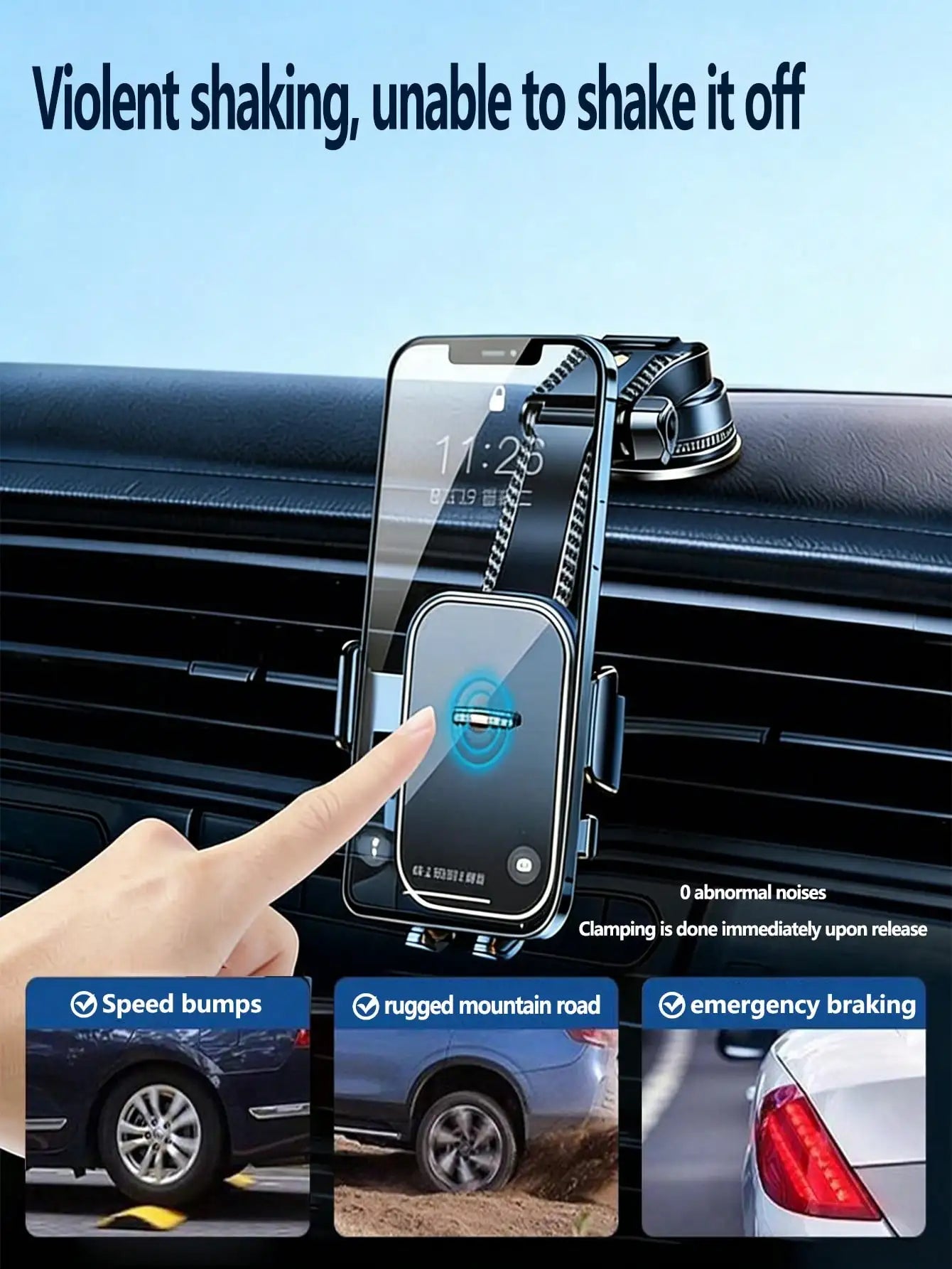 Car Phone Holder | Automatic Suction Cup | 360° Rotation Adjustment | Suitable For Windshield | Stable Navigation Holder | Universal For Trucks, Sedans, Car Phone Mount, Smartphone Holder, Auto Accessories