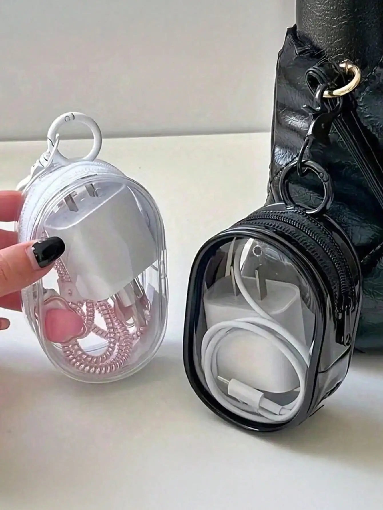Portable Mini Transparent Zipper Storage Bag, Compact Multi-Functional Pouch, Earphone And Charger Organizer With Keychain, Transparent Travel Accessory, Can Be Used As Travel Organizer, Cosmetic Bag, Makeup Bag, Travel Toile