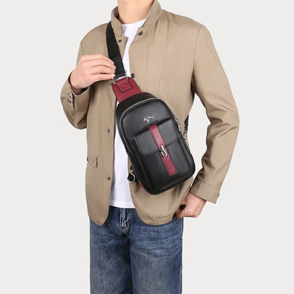 Men's Fashion PU Leather Chest Bag Kangaroo Design Crossbody Sling Bag Casual Large Capacity Shoulder Bag For Men 2026