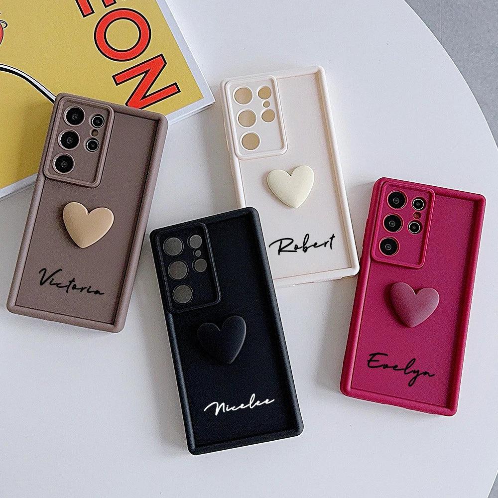 Customized 3D Love Heart Soft Case for Samsung Galaxy