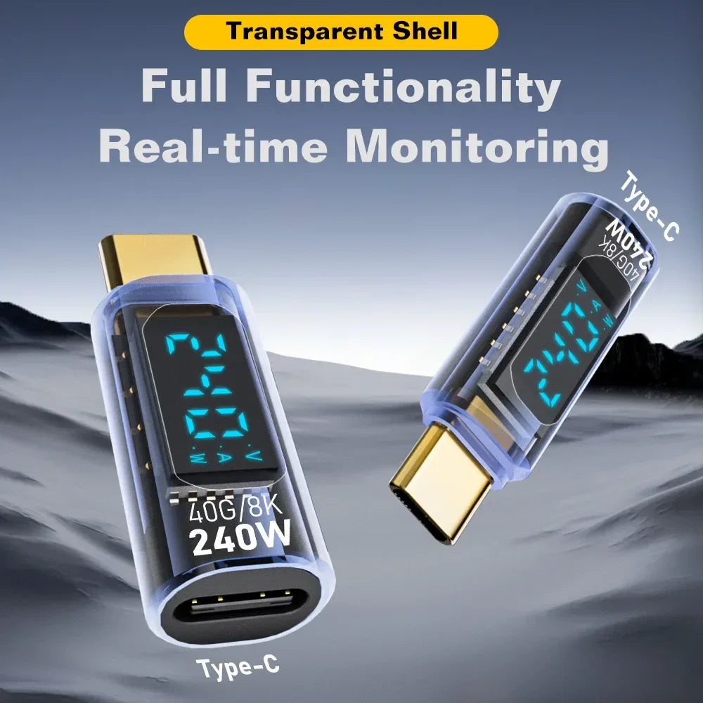 USB4 Type-C 40Gbps Adapter with Digital Display 240W 8K