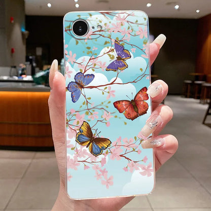 For iPhone 16e Case Clear Luxury Fashion Butterfly Flowers Soft TPU Silicone Jelly Back Cover for Apple iPhone 16e Phone Case