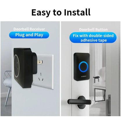 Meian Smart Home Doorbell Wireless Security Doorbell IP65 Waterproof Outdoor Door Bell 60 Songs 5 Volume Adjustable Chime Kit - Urbizia