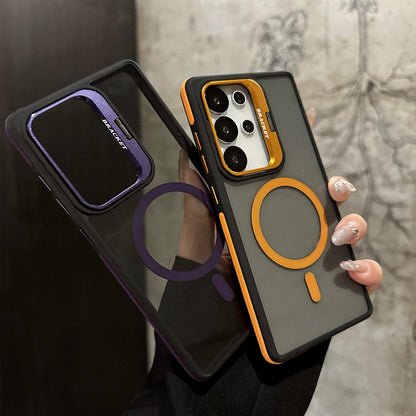 Anti-Slip Magnetic Bracket Phone Case | Compatible with iPhone 18,17,16,15,14,13,12,11/Pro/Pro Max/Air/Plus and Galaxy S22,S23,S24,S25,S26 Ultra/FE/Plus Series | All-in-One Design with Wireless Charging + Shockproof + Built-i