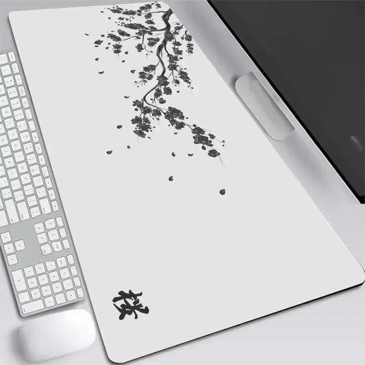 Japan Cherry Blossom Mouse Pad XXL Gray Laptops Gaming Deskmat Sakura Mousepad Anime Office Carpet Gamer Keyboard Computer Desks - Urbizia