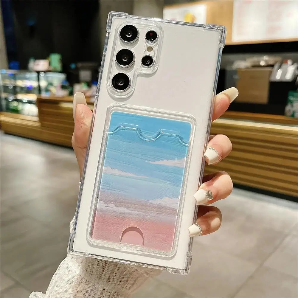 Clear Shockproof Soft TPU Wallet Case For Samsung Galaxy S26 Card Holder Pocket Silicone Case For Samsung S26 Ultra S 26 Plus