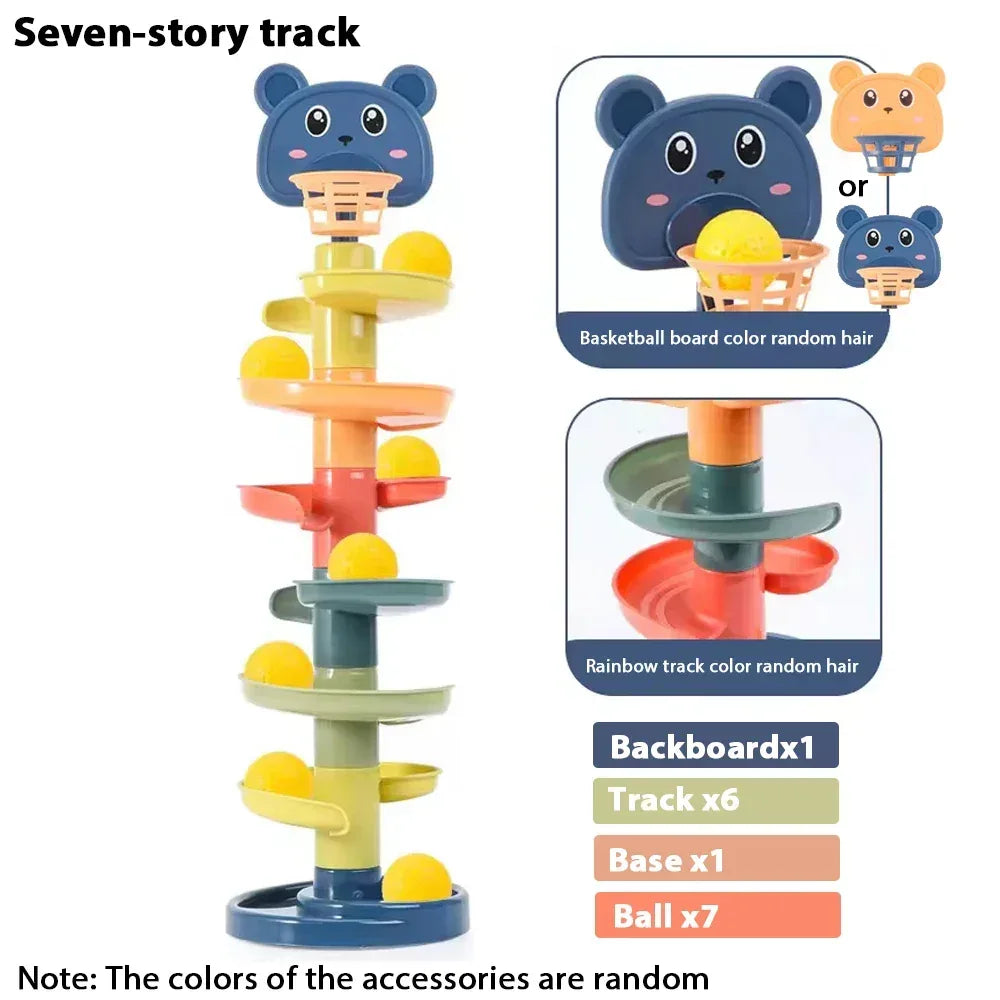 Montessori Sensory Toy – Track Rolling & Push Pop Ball Game - Urbizia