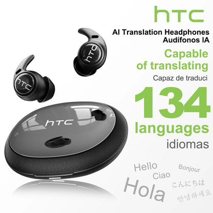 HTC NE76 Bluetooth Earphones, AI Translator Earbuds Mini Invisible Sleep Earbuds Soft Wireless Headphones Orange
