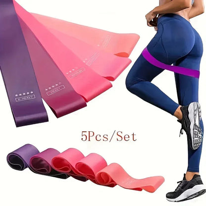 5-Piece Color Resistance Band Set - Portable Elastic Fitness Bands for Yoga, Pilates, Gym and Weight Training - Durable Tpe Material, Perfect for Stretching and Strength Training, Pilates Equipment | Multifunctional Fitness B - Urbizia