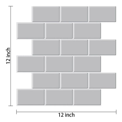 Subway Wall Stickers Peel and Stick 3d Brick Vinyl Wallpaper Bathroom Kitchen Backsplash Wall Decals 10 Sheets - Urbizia