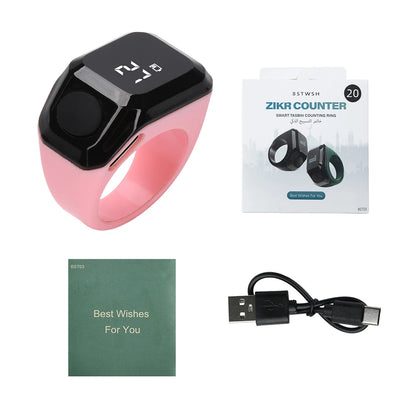 Digital Ring Counter Bluetooth APP Control OLED Display Silent Touch Type-C Rechargeable Muslims Ring Prayer Finger Counter