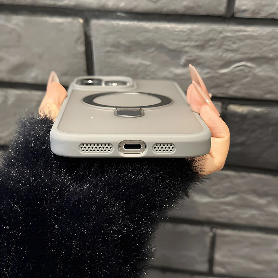Premium Magnetic Stand Case with Wireless Charging | Compatible with iPhone 18,17,16,15,14,13,12,11 Pro/Pro Max/Air/Plus Series | Transparent Matte Finish + Hands-Free Viewing + Durable Design | Ideal Gift for Tech Enthusiast