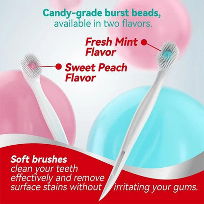 20PC 2 Flavors Portable Travel Toothbrush Exploded Bead Toothbrush Disposable Adult Cleaning Toothbrush Individually Packaged