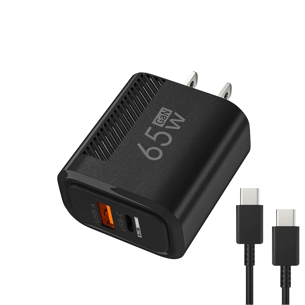 65W GaN USB PD Fast Charger Plug Type C Quick Charge 3.0 Phone Wall Adapter Portable Travel Charger For iPhone 16 Xiaomi Samsung