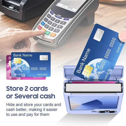 Z Flip8 Luxury Wallet Clip Flip Slot Card Phone Case for Samsung Galaxy Z Flip 7 FE 6 5 Zflip6 Finger Ring Shockproof Hard Cover