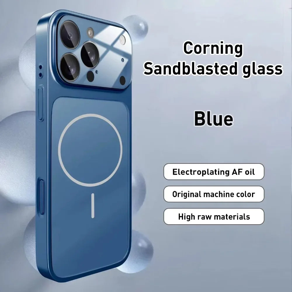 Original Glass Nano Matte Case For iPhone 17 Pro Max Air 16 15 14 13 12 11 Magnetic for Magsafe Wireless Charging Armor Funda