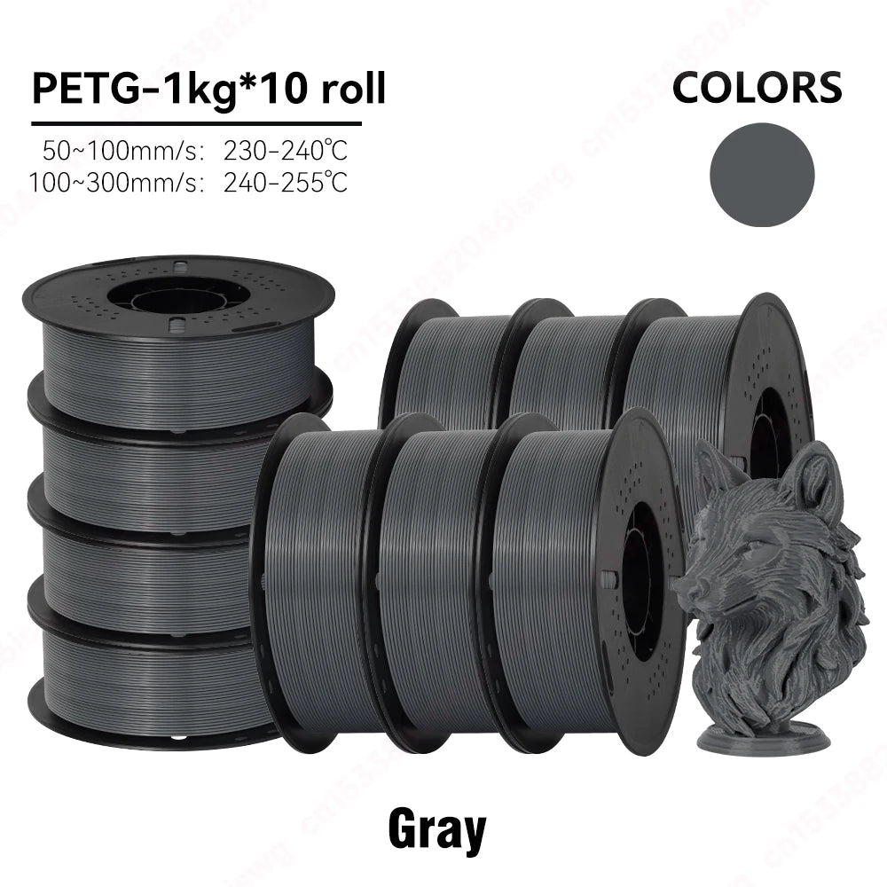 KINGROON 5/10KG PETG 3D Printer Filament 1.75mm +/- 0.03mm 3D Printing Filament Neatly Wound Filament Vacuum Packing Fast Shippi