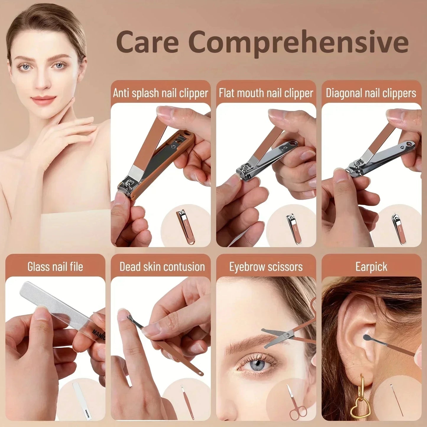 Complete 7 Sets Anti-Splash Protection Tool Nail Clipper Set Hand In Hand With Manicure Clippers Manicure Nail Clippers Manicure
