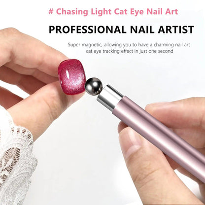 Cat Eye Magnetic Ball With Nail Magnetic Stick Tool Set Double-head Strong Magnet Pen 3D Cat Eye Gel Polish Nail Supplies