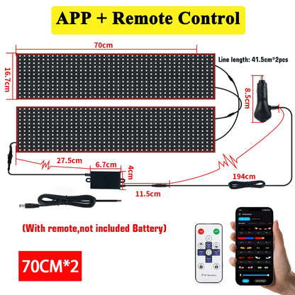Truck Car Devil Eye LED Pixel Panel Light APP Remote Soft Foldable Lighting Scrolling Flexible For Board Windshield Accessorie