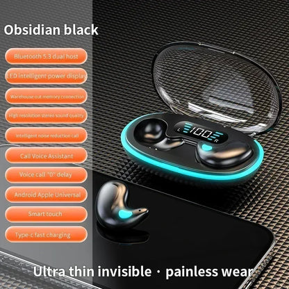 X55 Earphone Stereo Hidden Headsets with Mic HD Call Waterproof Sleeping Earbuds Wireless Mini Headphones TWS Bluetooth