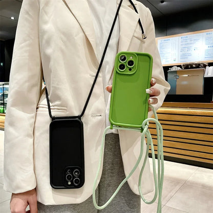 Crossbody Adjustable Lanyard Soft Case for iPhone