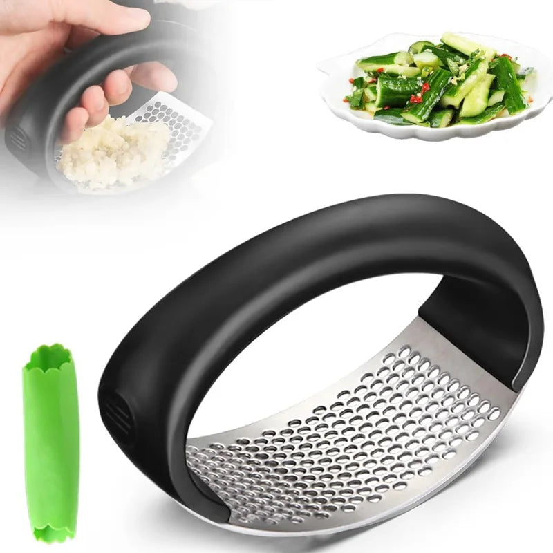 Garlic Press and Mincer, Heavy Duty Stainless Steel with Soft Handle, Effortless Garlic Crusher for Minced Garlic and Paste