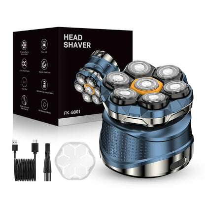 Electric Head Shaver for Bald Men 7D Magnetic Razor Hair Trimmer Rechargeable Shavers for Scalp Face Beard Body Wet Dry Use