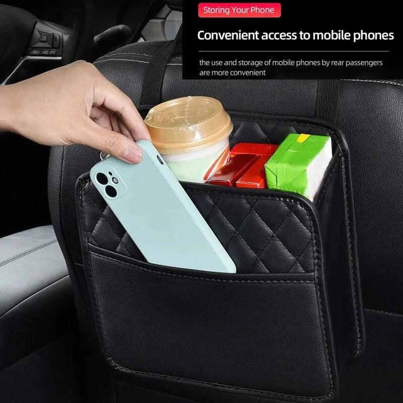 Leather Car Seat Back Storage and Organizer Bag
