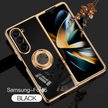 Plating Silicone Case for Samsung Galaxy Z Flip 5 4 3 Z Fold 5 ZFold ZFlip Fold5 Fold4 Flip5 Flip4 Flip3 Cover with Ring Holder