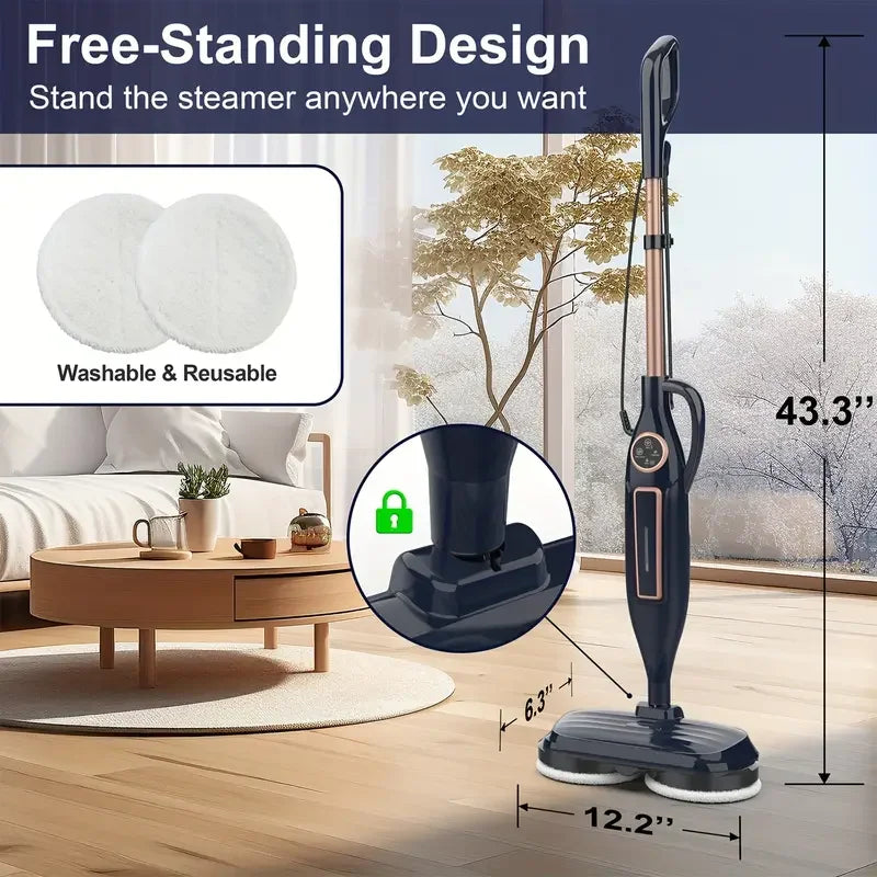 INSE VM6 Steam Mop Cleaner with Rotating Mop Pad 1300W Powerful Floor Steamer 10 in 1 Lightweight Spin Mop for Home Hardwood Laminate Tile