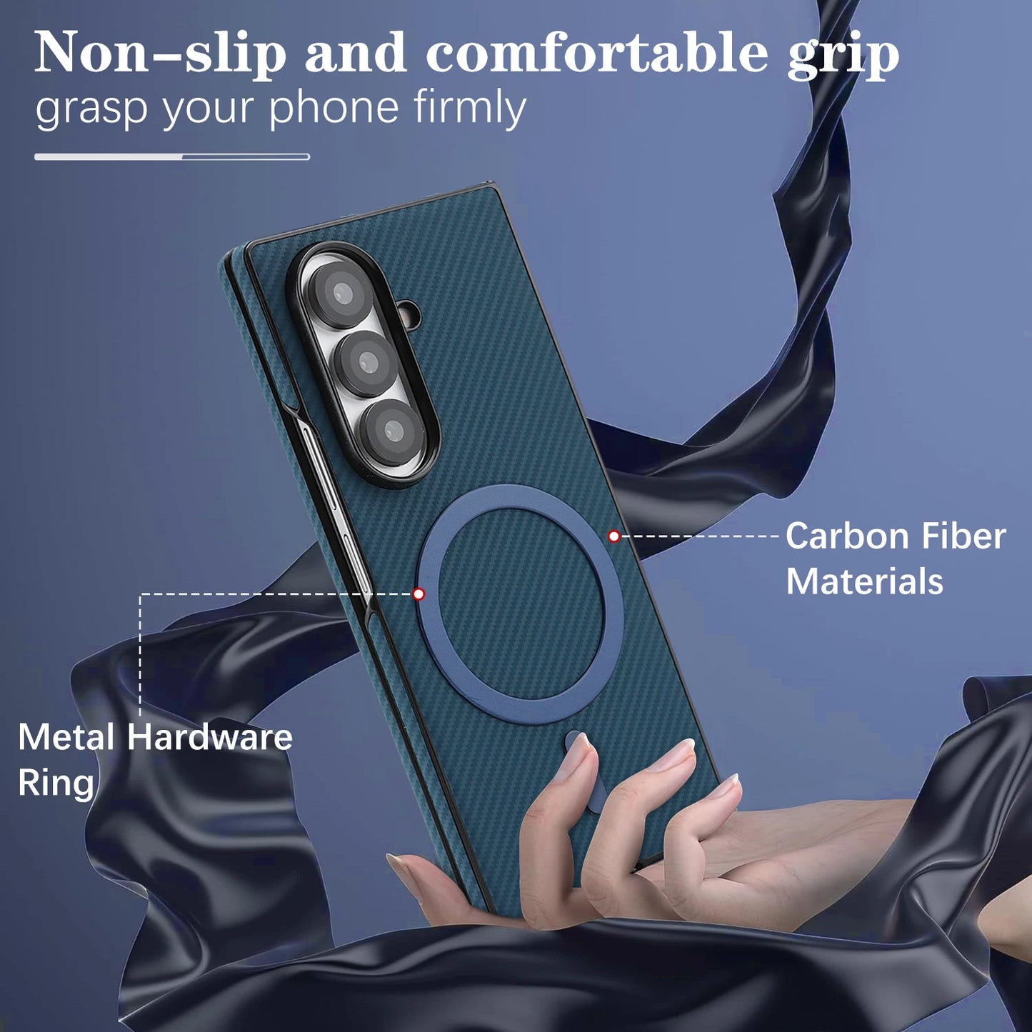 Luxury Ultra Thin Carbon Fiber Leather Phone Case For Samsung Galaxy Z Fold 7 6 5 4 3 Retro Business Magnetic Magsafe Cover