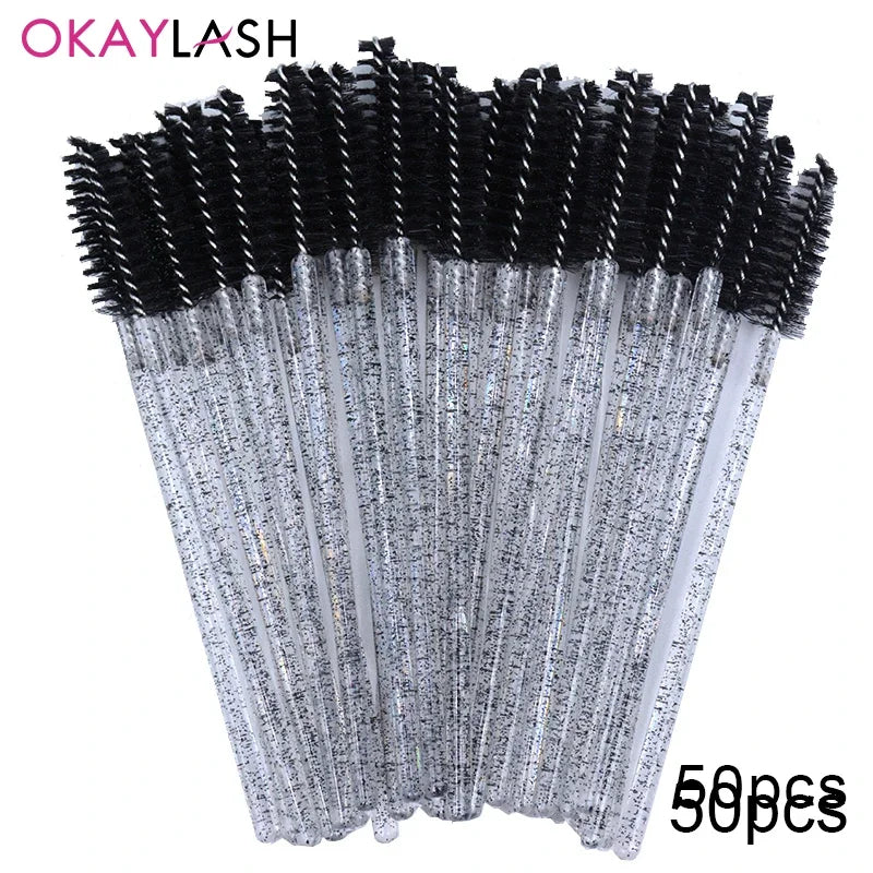 100pcs Disposable Eyelash Brushes – Spoolies & Mascara Wands