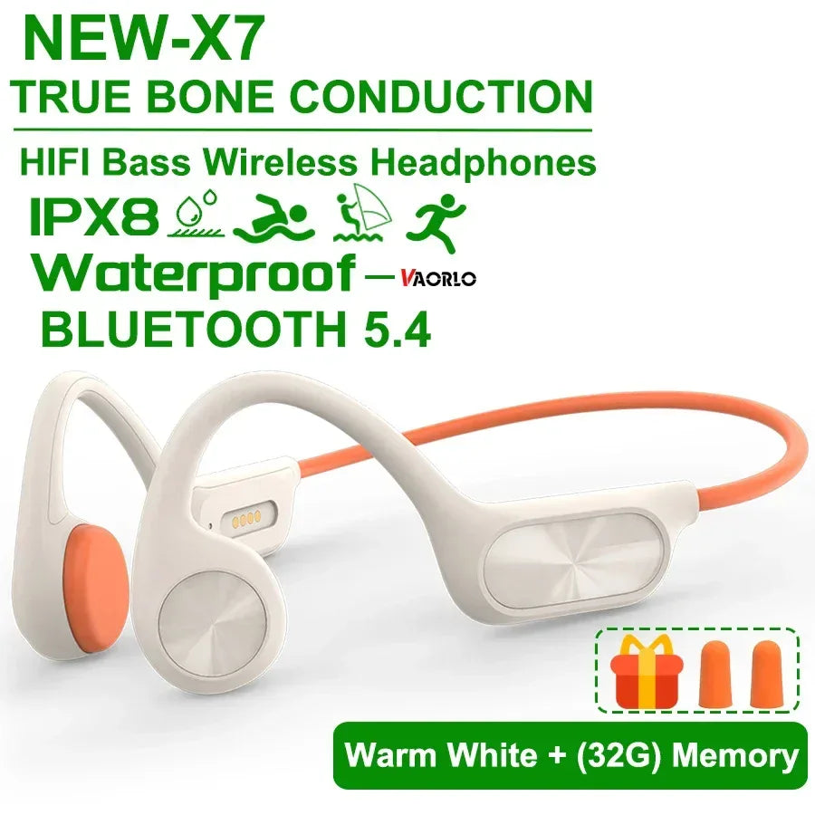 IPX8 Waterproof Swimming Diving Bone Conduction Headphone Bluetooth 5.3 Bass Wireless Headset MP3 (32G) Player fitness Earphone - Urbizia