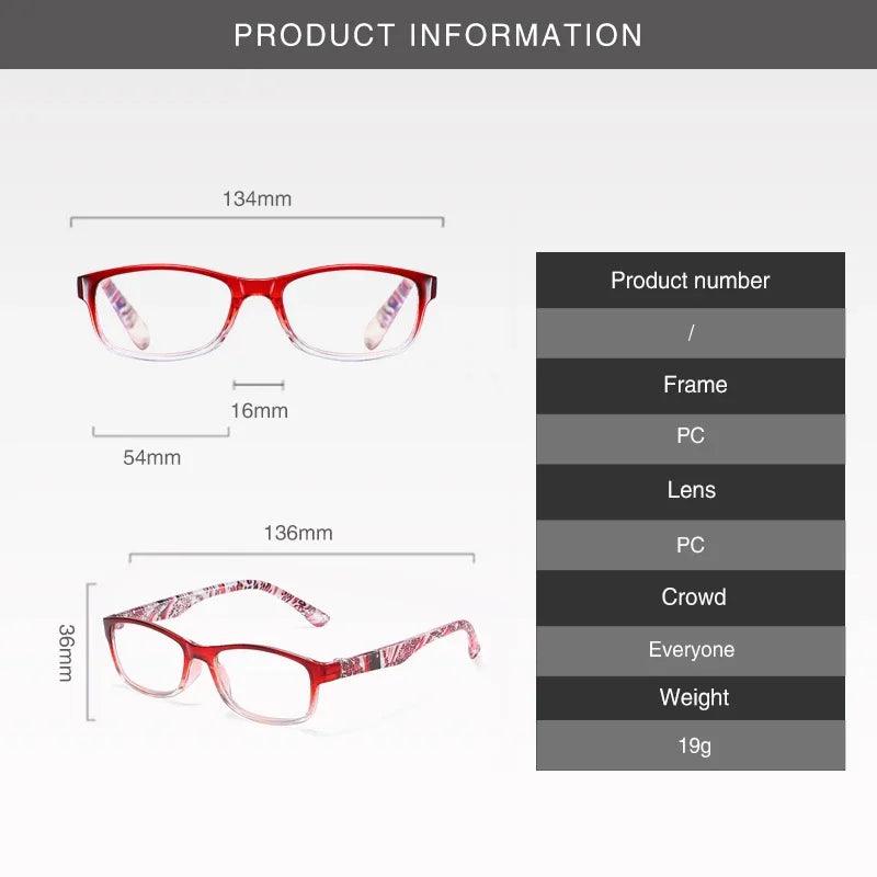 New Women Reading Glasses Vintage Printing Eyeglasses Frame Optical Computer Presbyopia Eyewear +1.0 +1.5 +2.0 +2.5